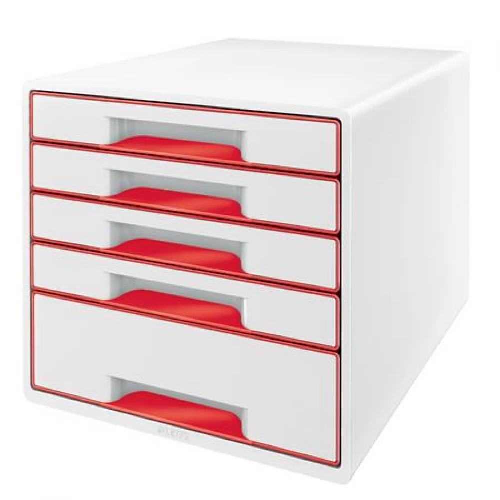 LEITZ Wow Cube Irattároló műanyag 5 fiókos fehér-piros
