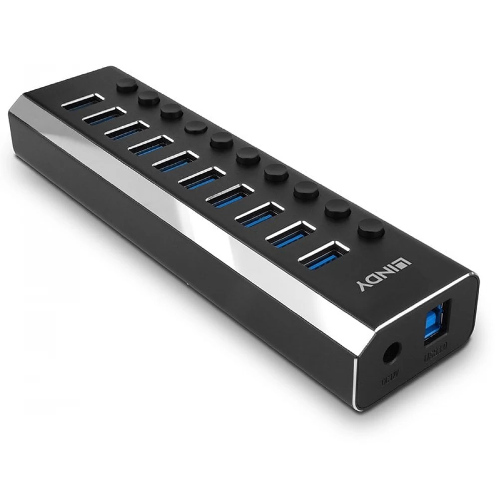 LINDY 10 Port USB 3.0 Hub with On/Off Switches