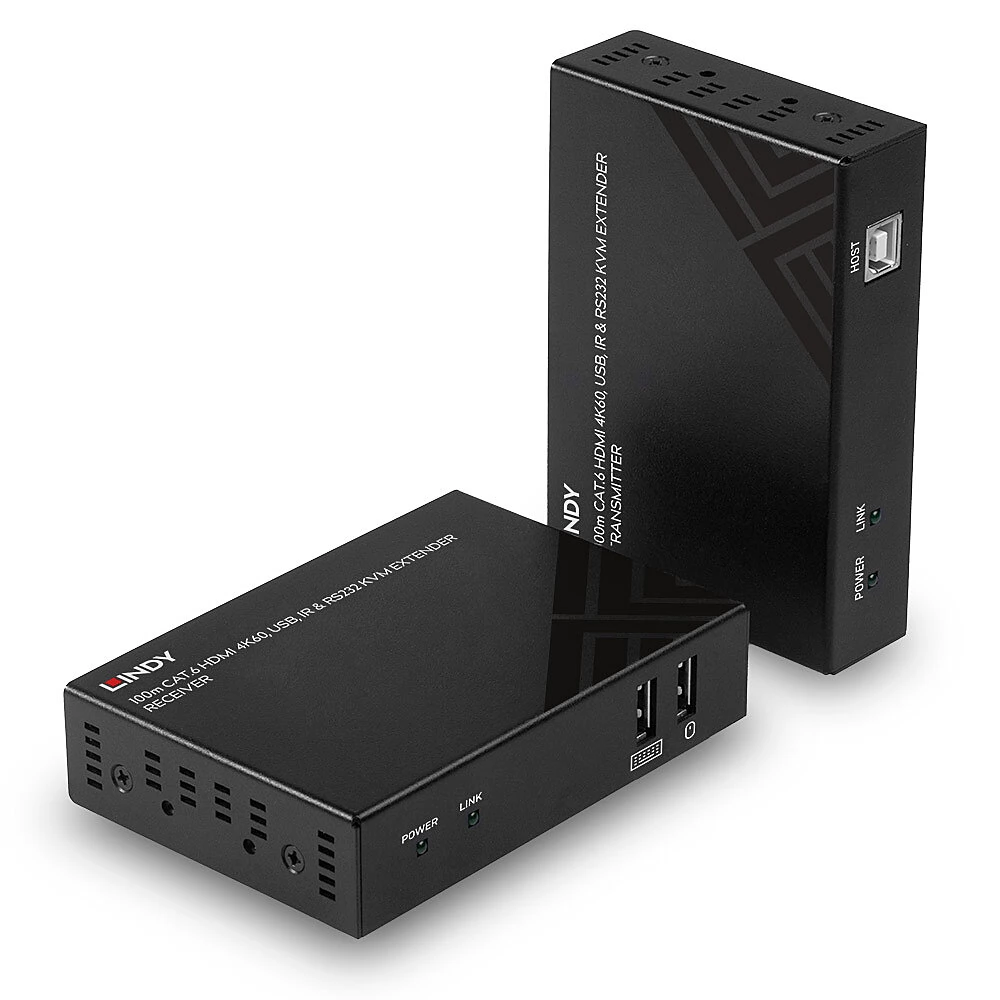 LINDY 100m Cat.6 HDMI 4K60 USB & RS232 KVM Extender