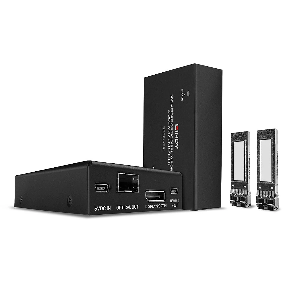 LINDY 300m Fibre Optic DisplayPort 1.2 & USB KVM Extender