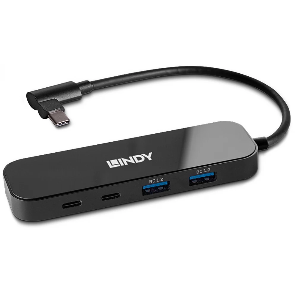 LINDY 4 Port USB 3.2 Gen 2 Type C Hub with Power Delivery fekete