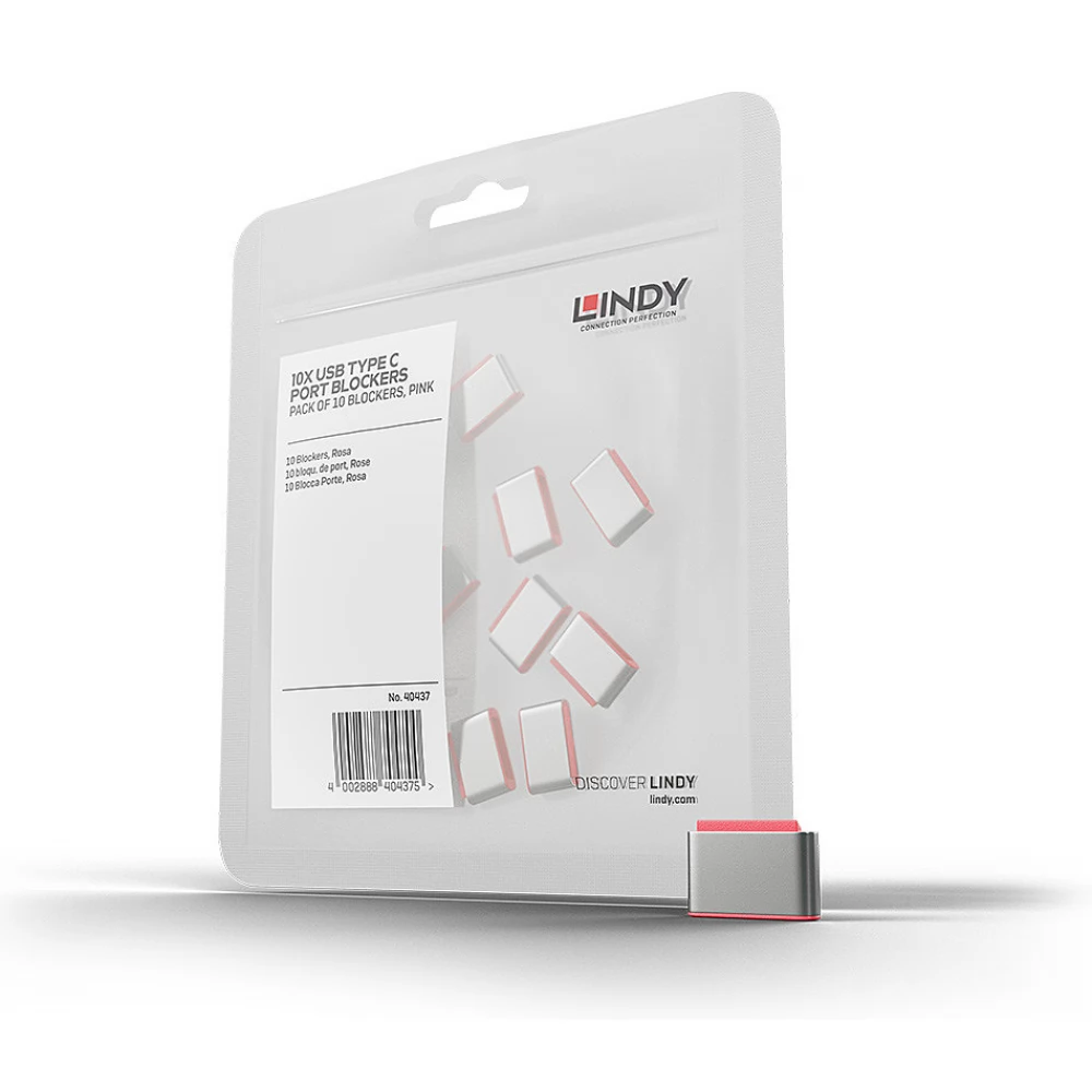LINDY 40437 USB C Port blokkoló rózsaszín (10db/csomag)