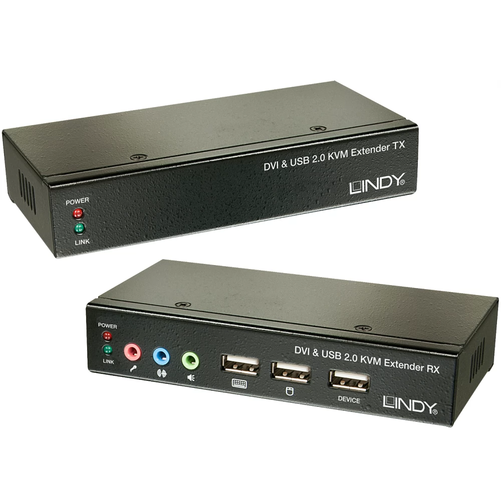 LINDY 50m Cat.6 DVI-D Single Link USB & Audio KVM Extender