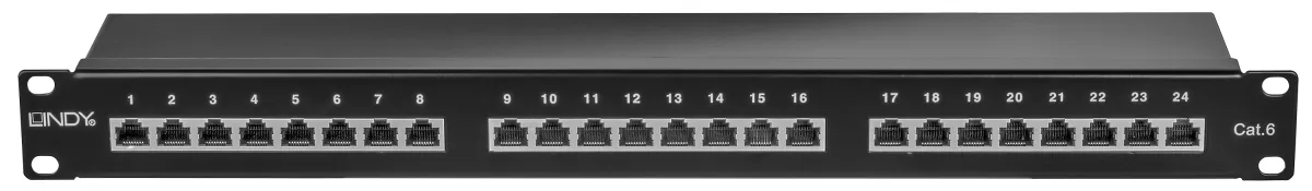LINDY Cat.6 Patch Panel 24p STP 1U fekete