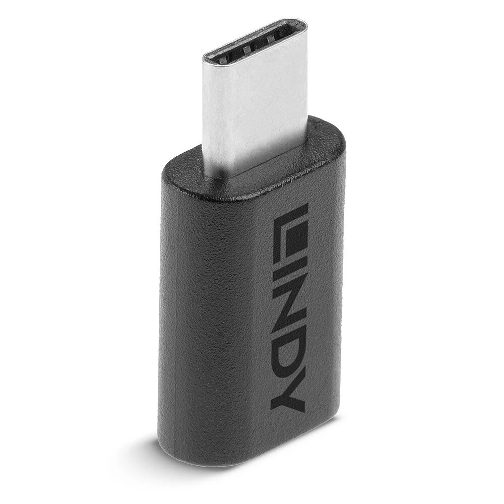LINDY Micro USB 2.0 Type C Átalakító Fekete 3cm 41896
