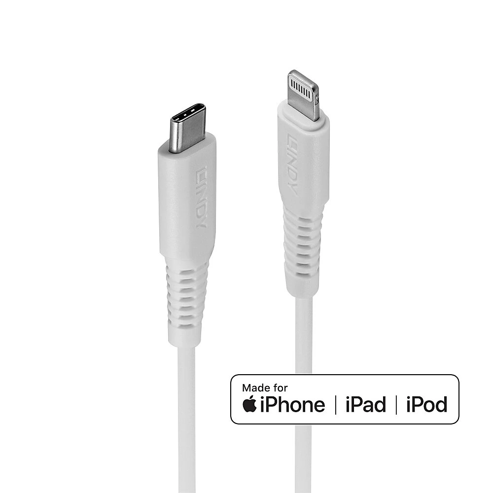 LINDY USB 2.0 Type C Lightning Töltő/adat Fehér 2m 31317