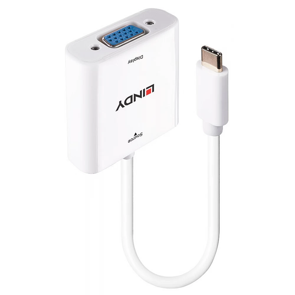 LINDY USB 2.0 Type C VGA/D-Sub Átalakító Fehér 11cm 43355