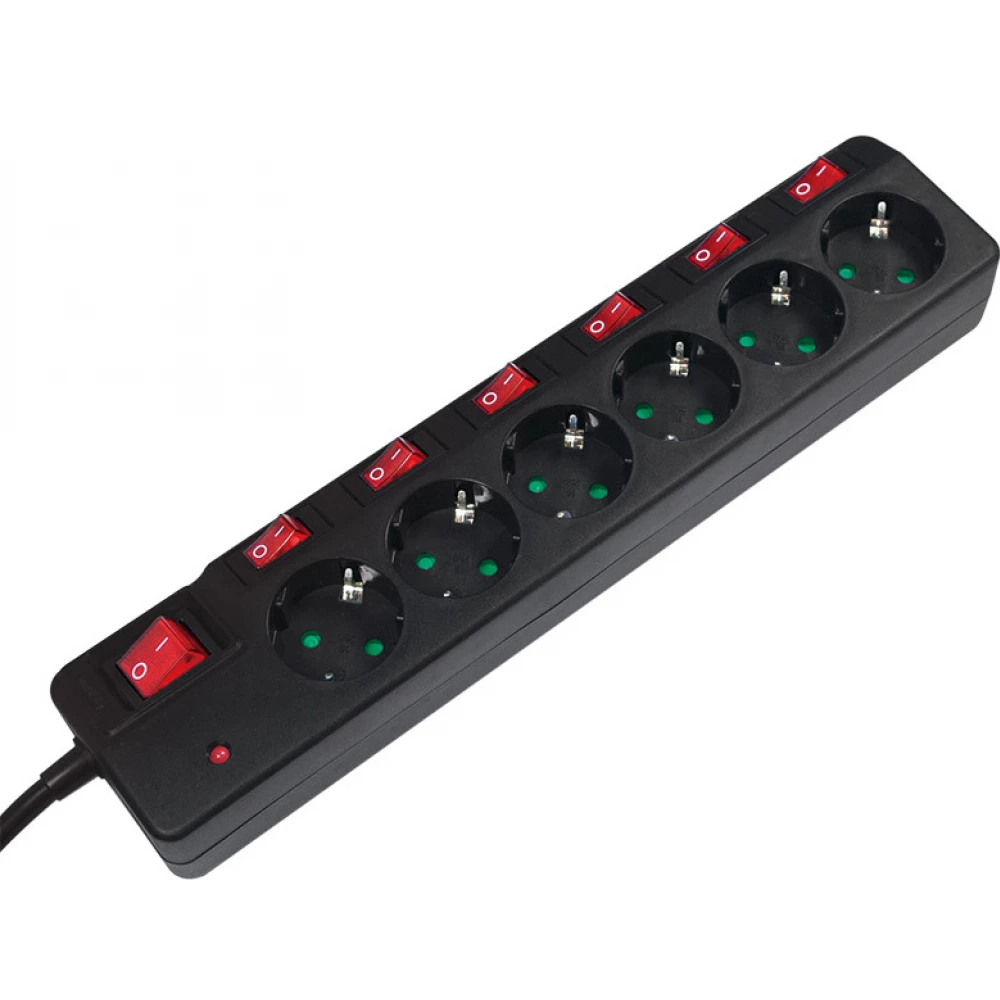 LOGILINK 6-way socket outlet with single and main ON/OFF switches