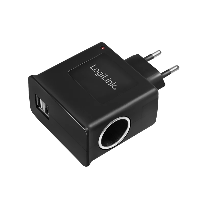 LOGILINK Power supply with cigarette lighter socket and USB 5W fekete