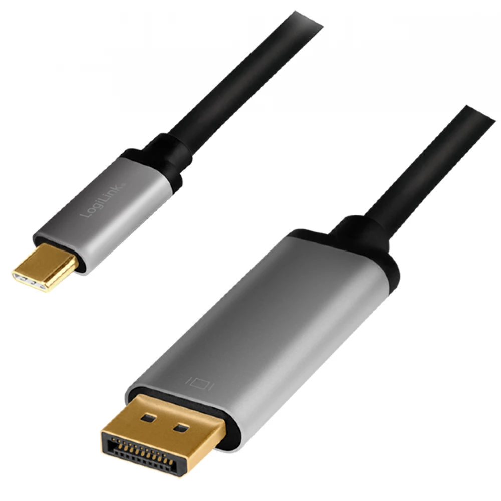 LOGILINK USB 3.0 Type C DisplayPort 1.2/1.2a Átalakító Fekete-Szürke 1.8m CUA0100