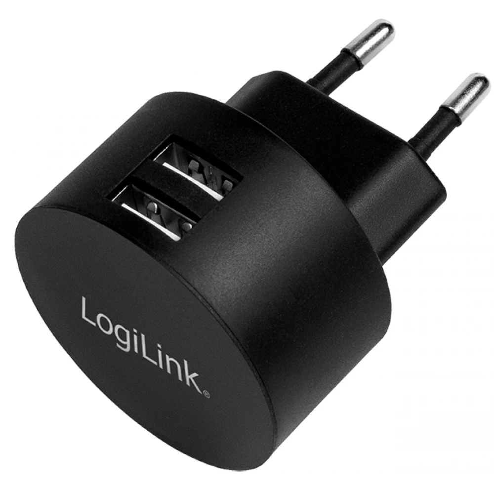 LOGILINK USB socket adapter 2x USB-port for Fast Charging 10.5W fekete