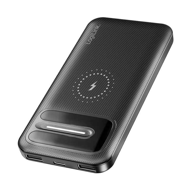 LOGILINK Vezeték nélküli Power Bank 2xUSB 1xUSB-C 10000mAh fekete