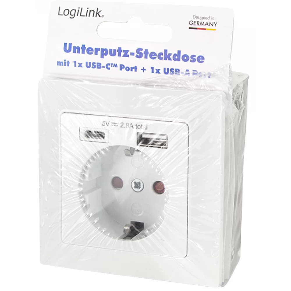 LOGILINK Wall outlet 1x CEE 7/3 1x USB-A 1x USB-C