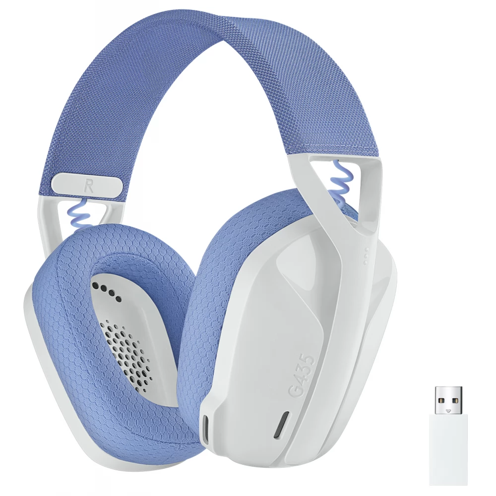 LOGITECH G435 LIGHTSPEED vezetéknélküli gaming fejhallgató Fehér/Kék