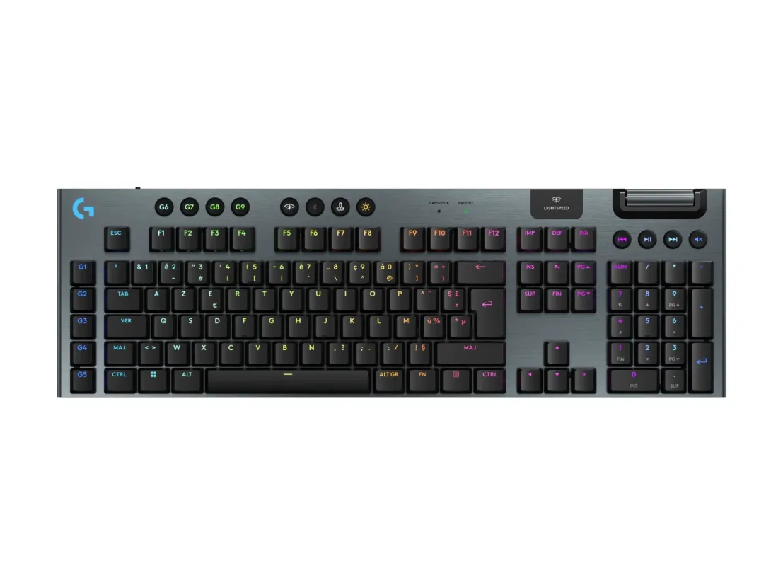 LOGITECH G915 X Lightspeed Lapos kialakítású vezeték nélküli játékhoz tervezett billentyűzet Tactile Olasz fekete