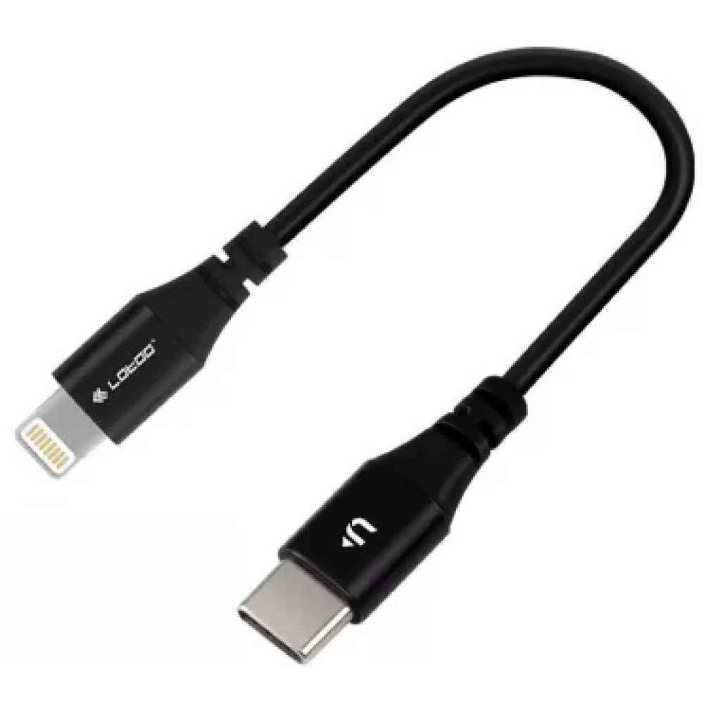 LOTOO USB 2.0 Type C Lightning Töltő/adatkábel Fekete 6cm LTO-ICSS2L-65