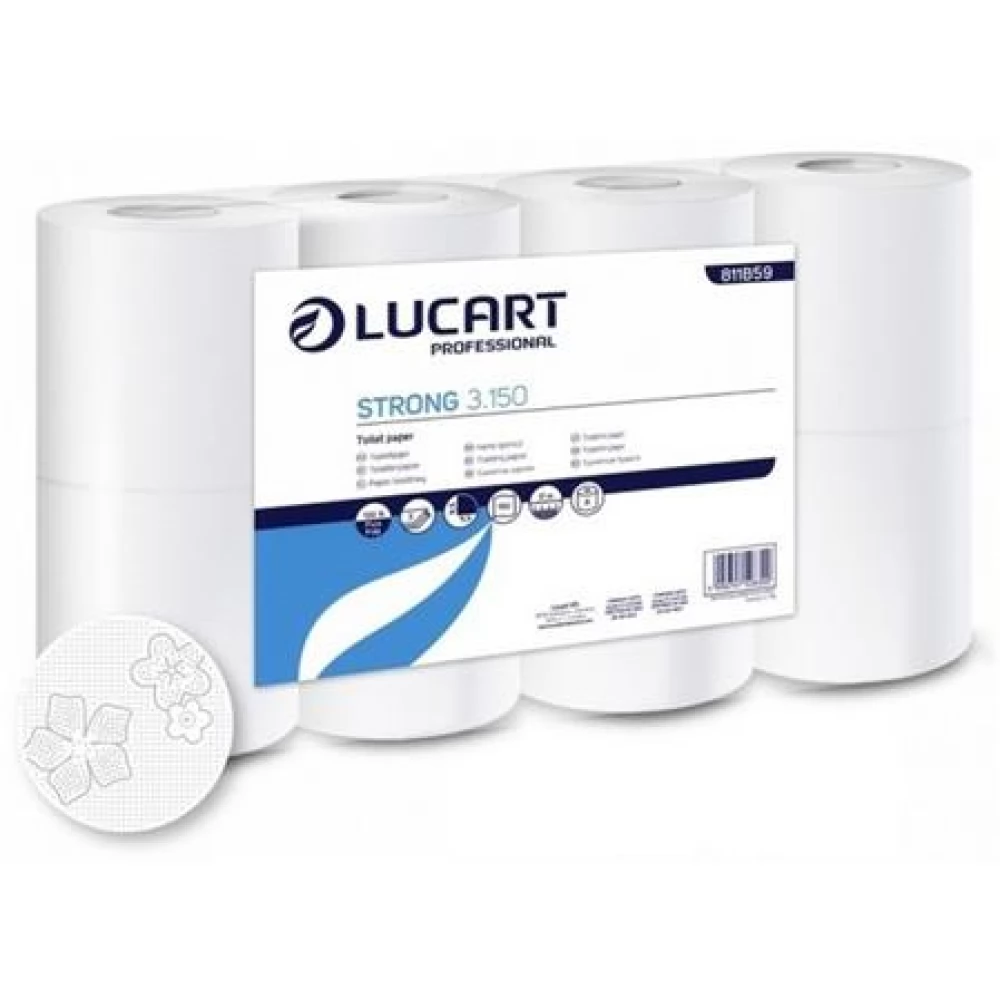 LUCART Strong 3.150 Toalettpapír 3 rétegű kistekercses 8 tekercses fehér