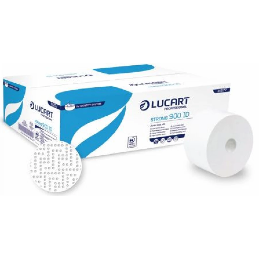LUCART Toalettpapír 2 rétegű nagytekercses 19 cm átmérő Strong 900 ID hófehér