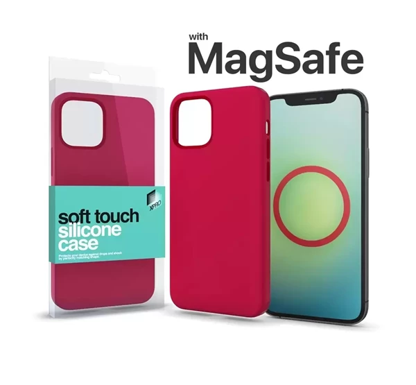 MagSafe rögzítésű Soft Touch Szilikon tok Apple iPhone 15 Pro piros