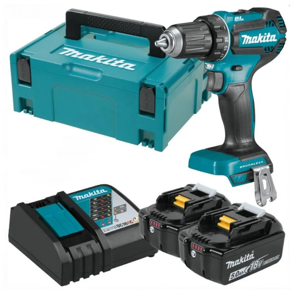MAKITA DDF485RTJ Akkumulátoros fúró-csavarbehajtó géptest + 2x5.0Ah akku + MAKPAC Gr. 2 koffer