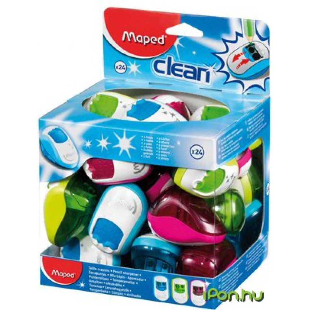 MAPED CLEAN kétlyukú tartályos hegyező 24 db/display