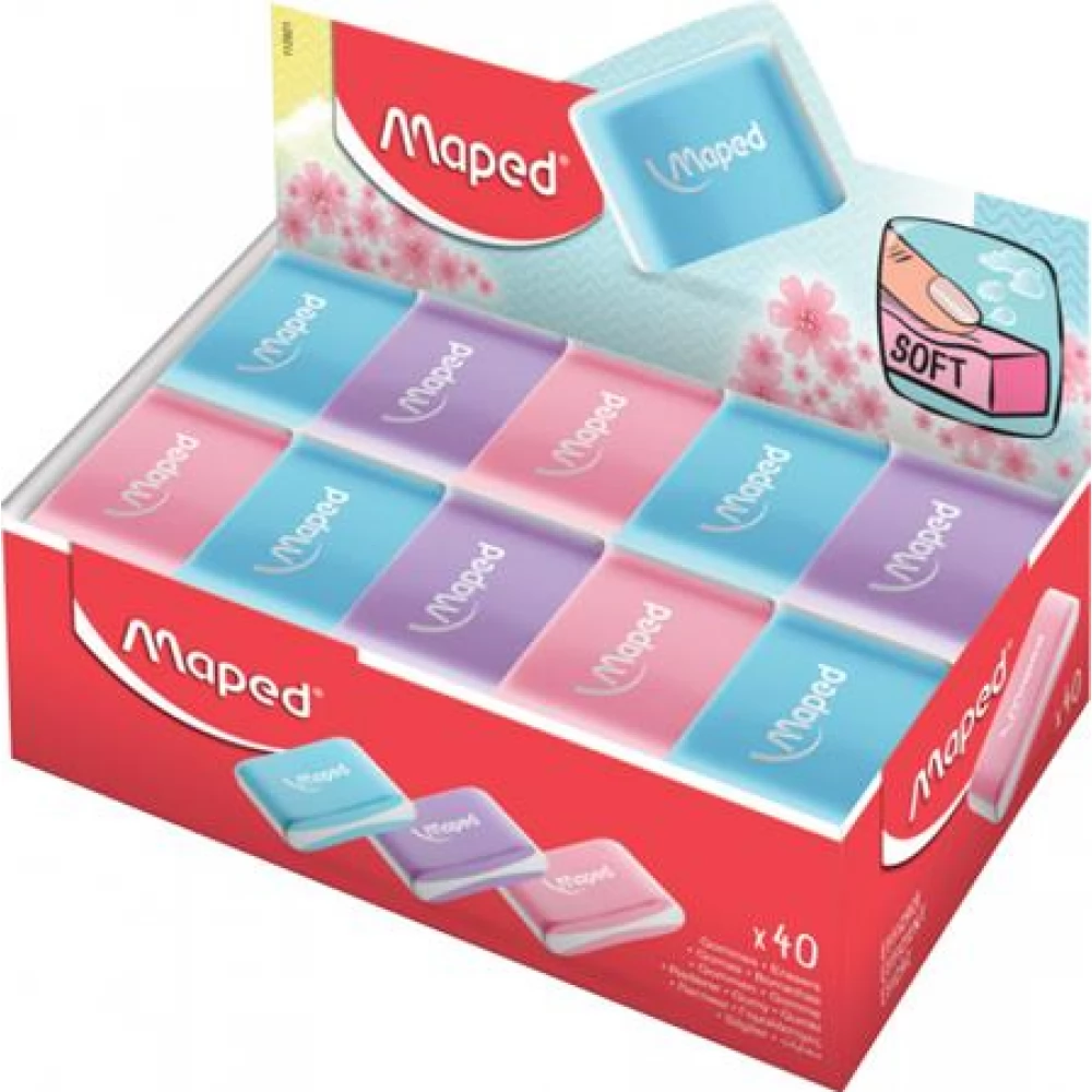 MAPED Essentials Soft Pastel Radír display vegyes színek
