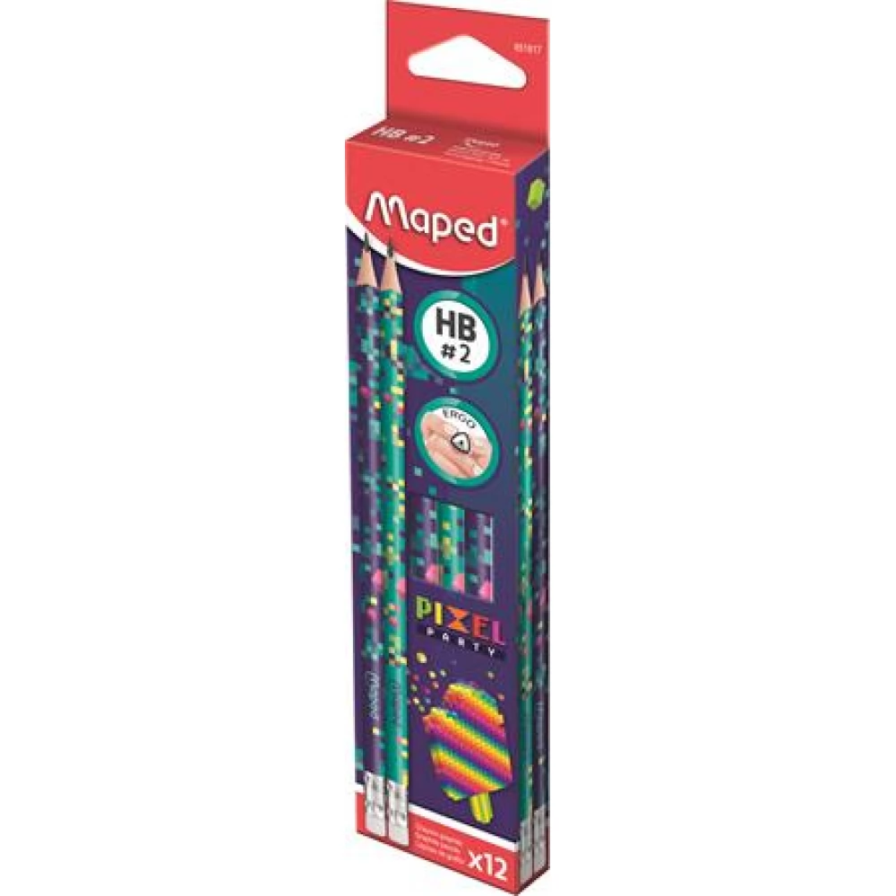 MAPED Pixel Party Grafitceruza radírral HB háromszögletű 12 db