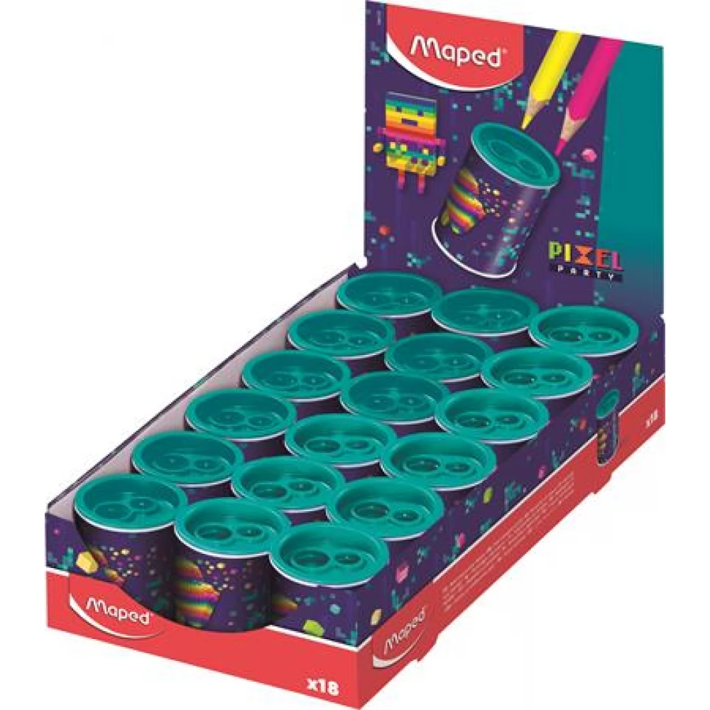 MAPED Pixel Party Hegyező display kétlyukú tartályos 18db