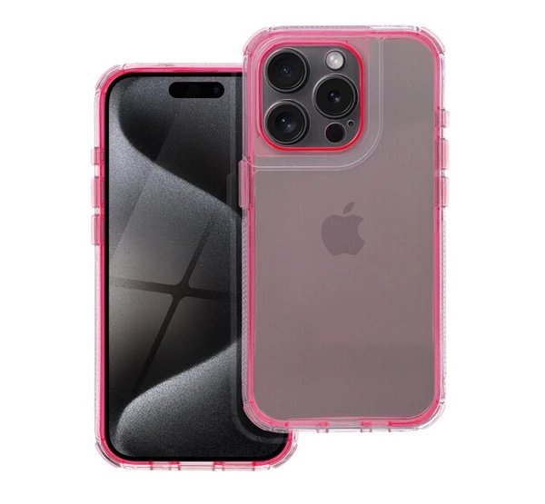 MATRIX Apple iPhone 15 Pro Max hátlap tok kameravédő peremmel rózsaszín