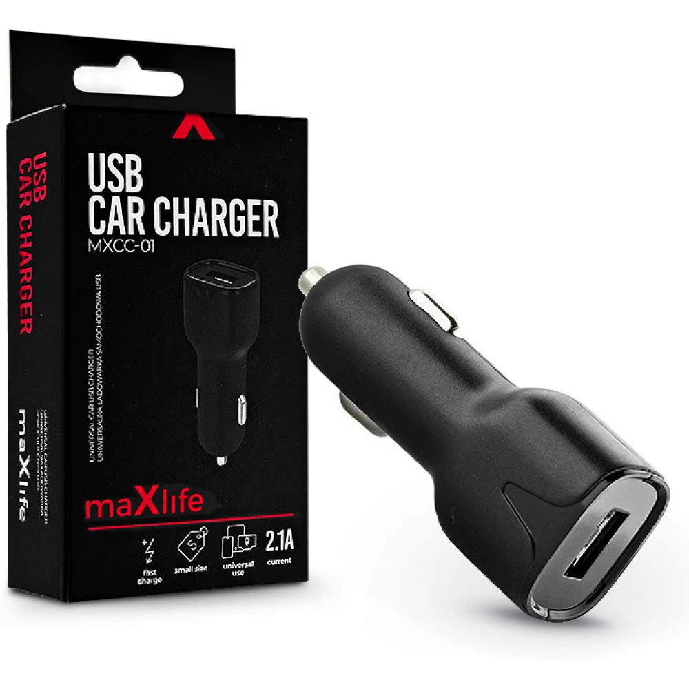 Maxlife MXCC-01 Autós töltő 1xUSB 2.1A fekete