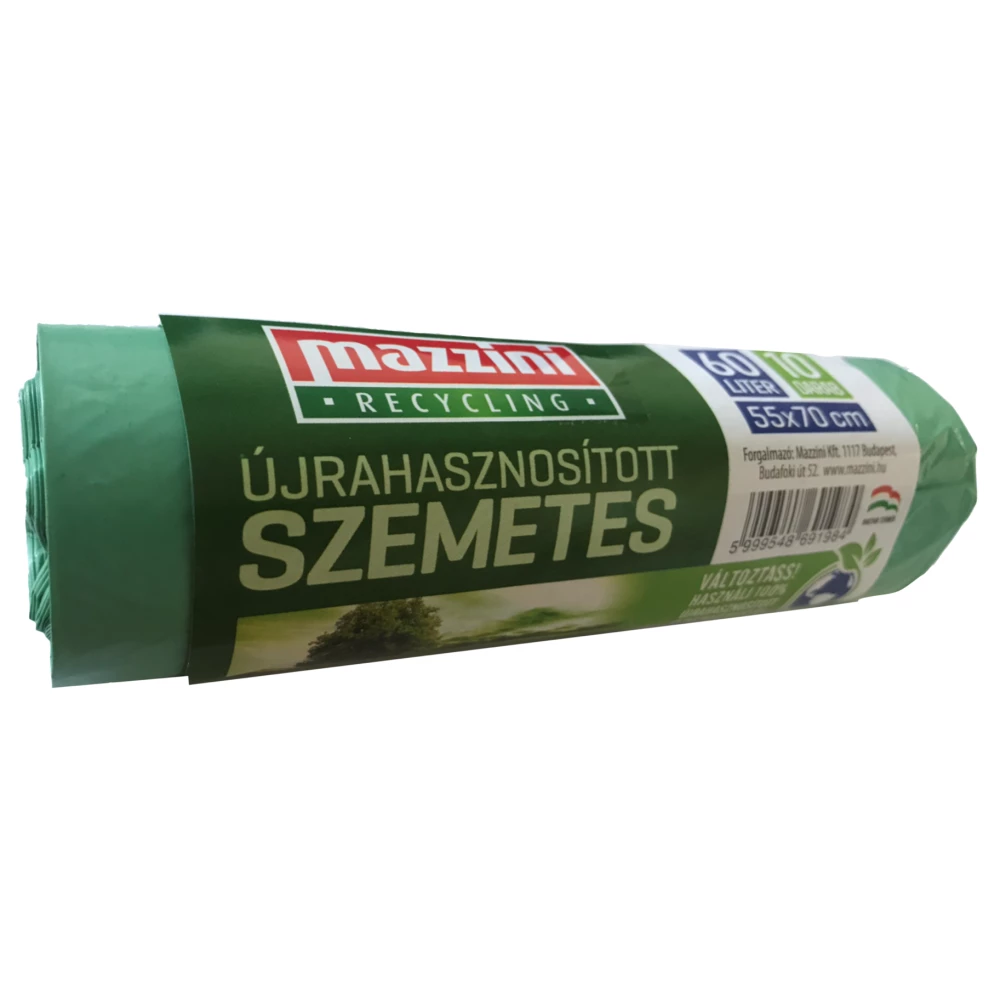 MAZZINI újrahasznosított szemeteszsák 60L 10 db