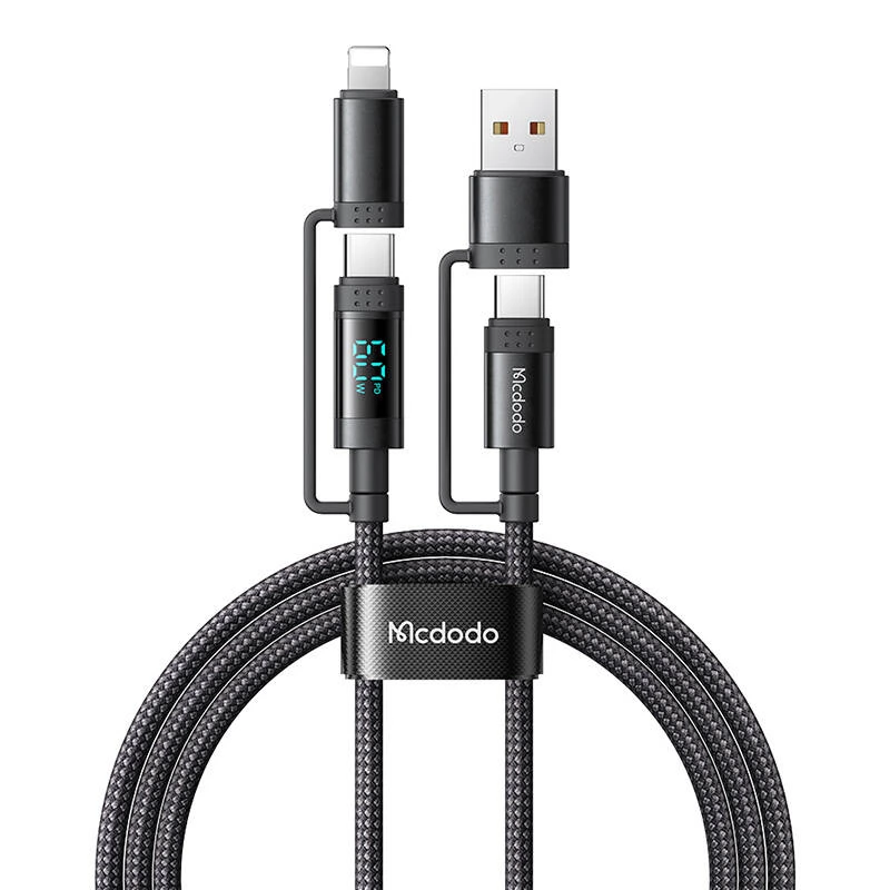 MCDODO USB 2.0 + USB 2.0 Type C Lightning + USB Type C Átalakító Fekete 1.2m 6921002619905