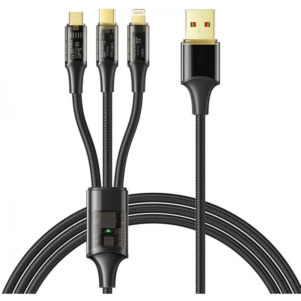 MCDODO USB Lightning + Micro USB + USB Type C Átalakító Fekete 1.2m 6921002633307