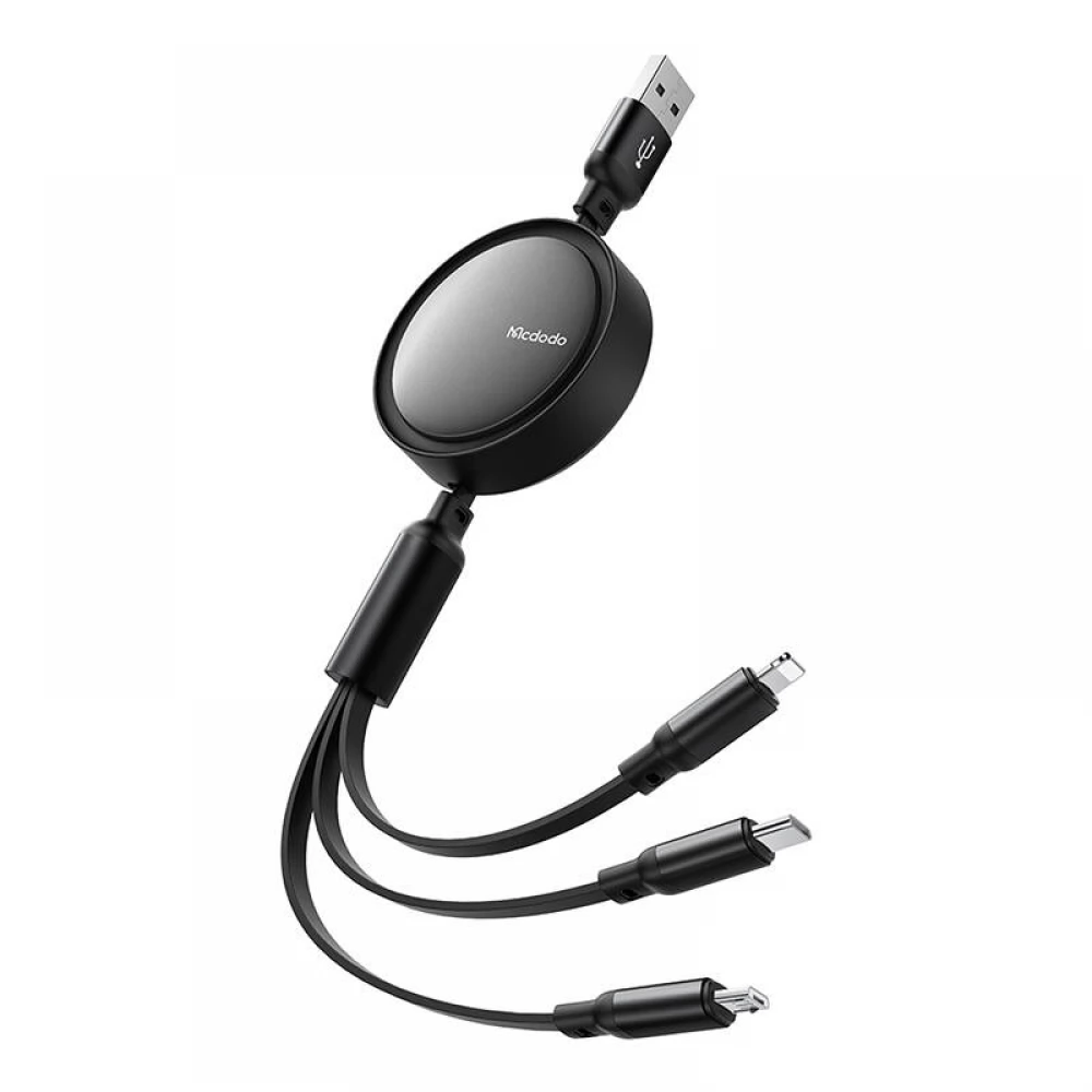 MCDODO USB Lightning + Micro USB + USB Type C Átalakító Fekete 1.2m CA-7256