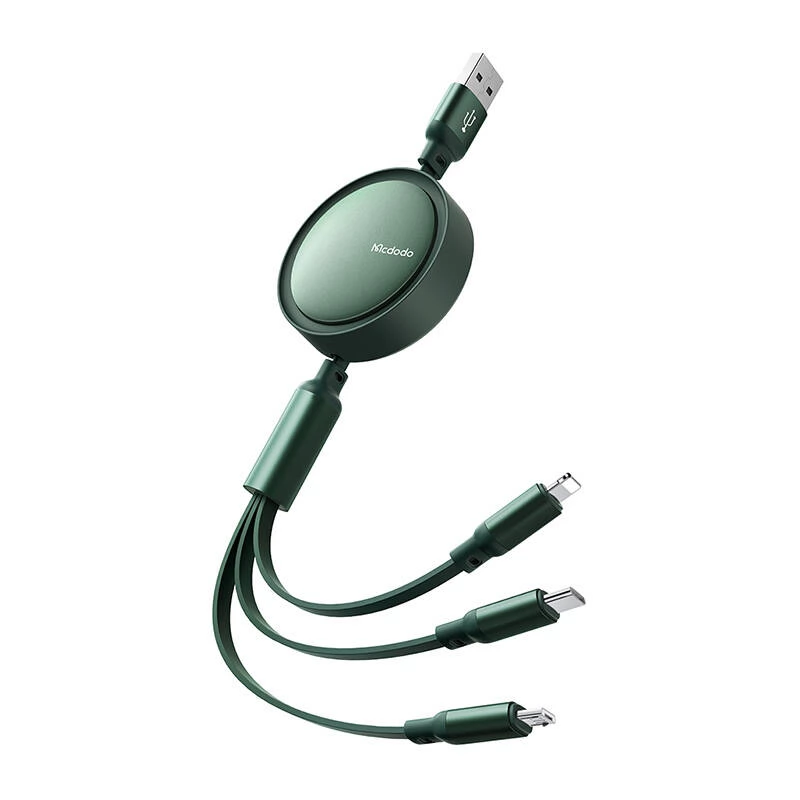 MCDODO USB Lightning + Micro USB + USB Type C Átalakító Zöld 1.2m CA-7257