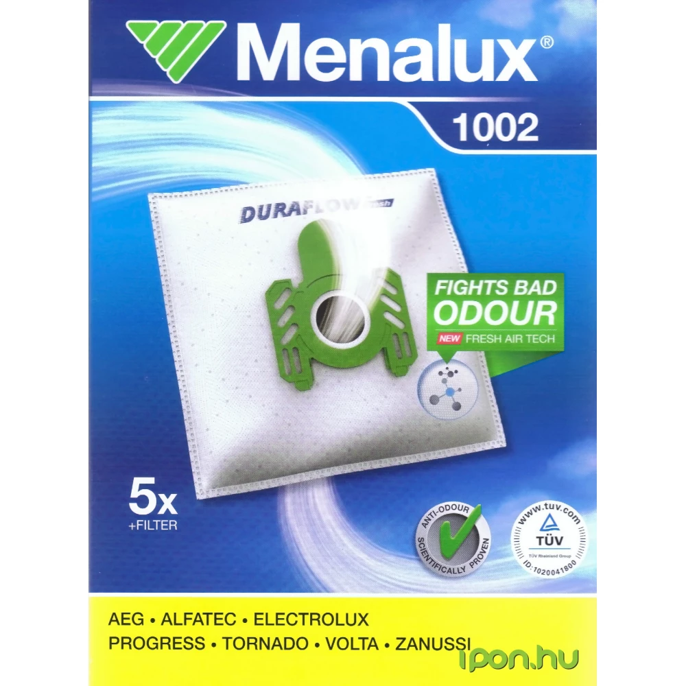 MENALUX 1002 5 db szintetikus porzsák + 1 microfilter