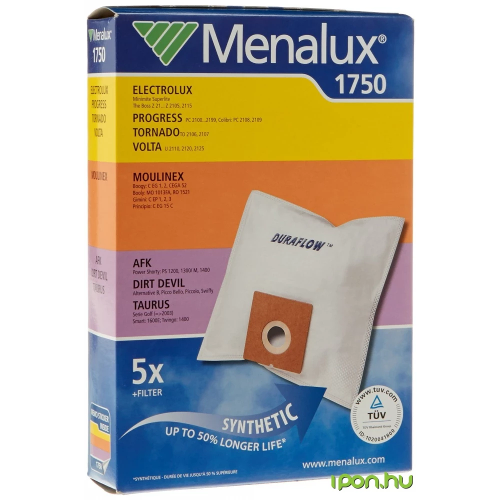MENALUX 1750 5 db szintetikus porzsák + 1 microfilter