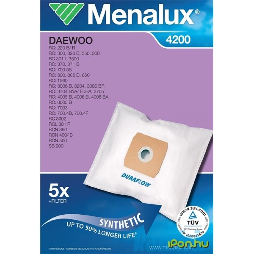 MENALUX 4200 5 db szintetikus porzsák + 1 microfilter