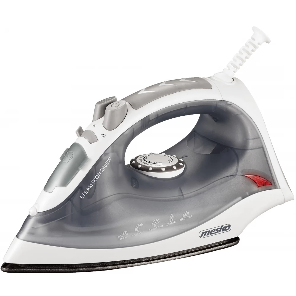 MESKO MS 5037 Vasaló Gőzölős 2800 W Víztartály kapacitása 170 ml ! Folyamatos gőz 35 g/perc szürke / fehér