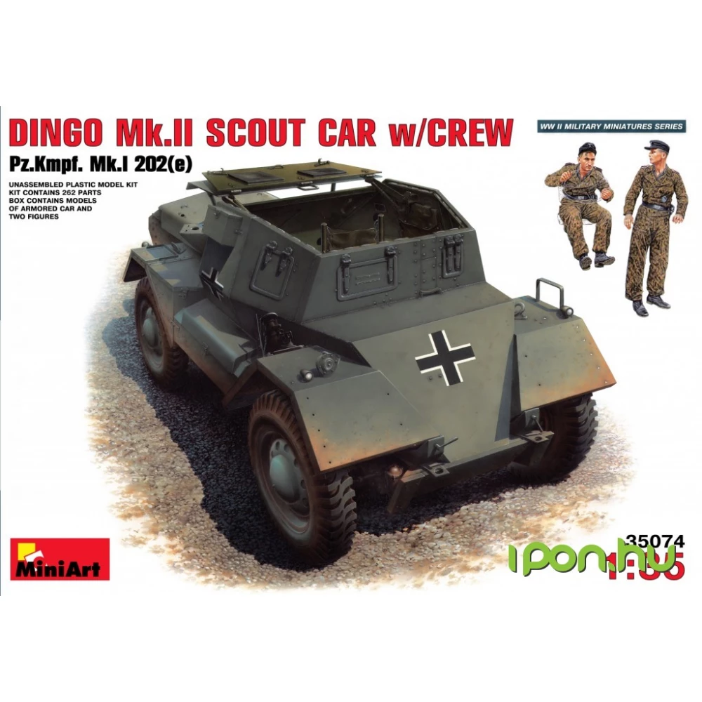 MINIART 1/35 Dingo Mk II Pz.Kpfw.Mk 1 202(e) katonai jármű modell