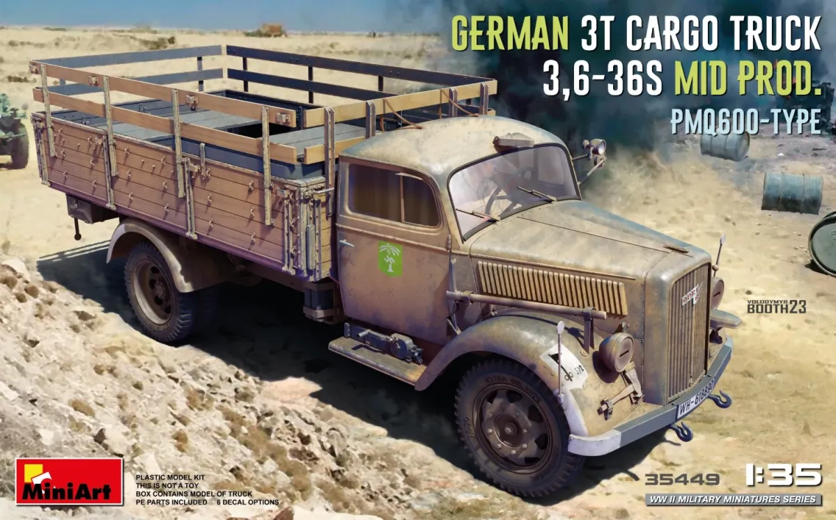 MINIART 1/35 Német PMQ600-TYPE 3 tonnás teherautó modell köztes változat