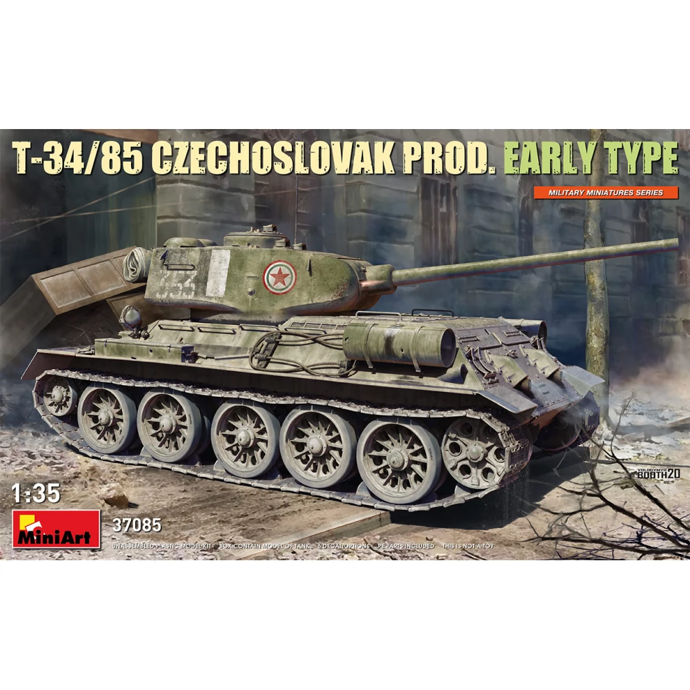 MINIART 1/35 T-34-85 tank Csehszlovák gyártmányú katonai jármű modell