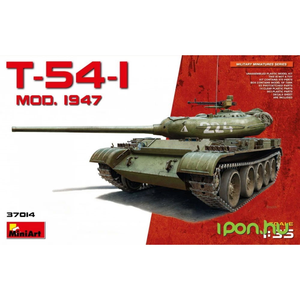 MINIART 1/35 T-54-1 Soviet Medium Tank katonai jármű modell