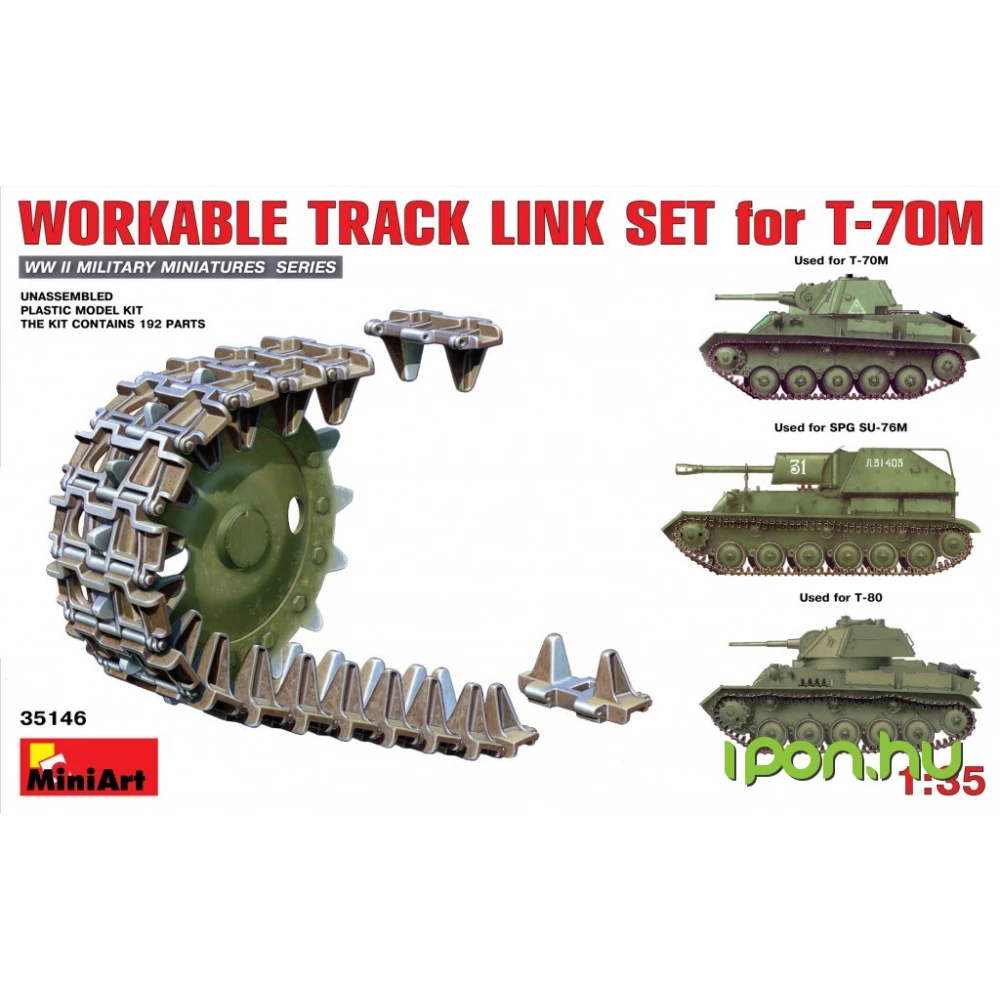 MINIART 1/35 Workable Track Link Set for T-70 katonai jármű modell kiegészítő