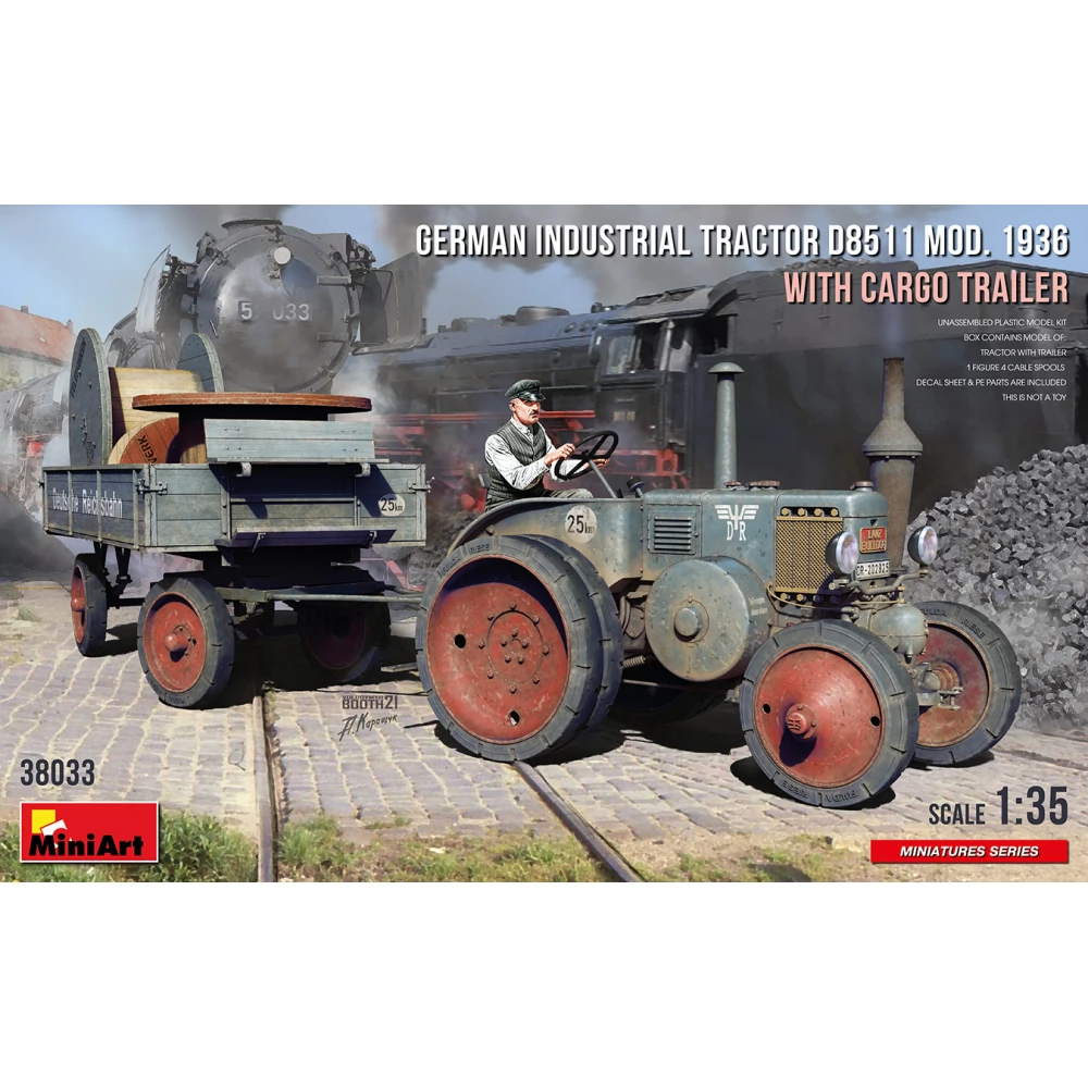 MINIART D8511 német ipari traktor pótkocsival 1936