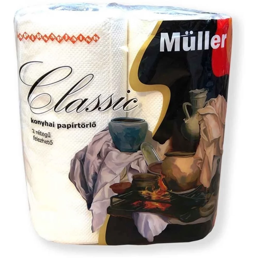 MÜLLERPAPIR Classic bcell Háztartási papírtörlő 50 lap/tekerecs 2 tekercs/csomag