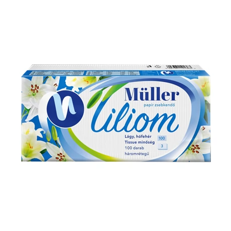 MÜLLERPAPIR Liliom 3 rétegű papírzsebkendő 100 db/csomag illatmentes