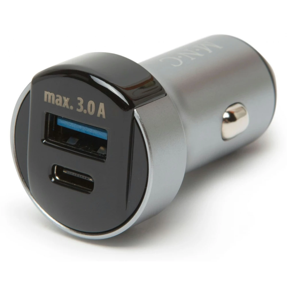 MNC Autós töltő 1xUSB + USB-C PD szürke