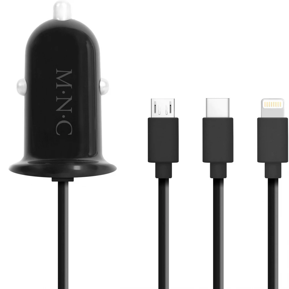 MNC Autós töltő 4 az 1-ben 1xUSB 3.1A fekete