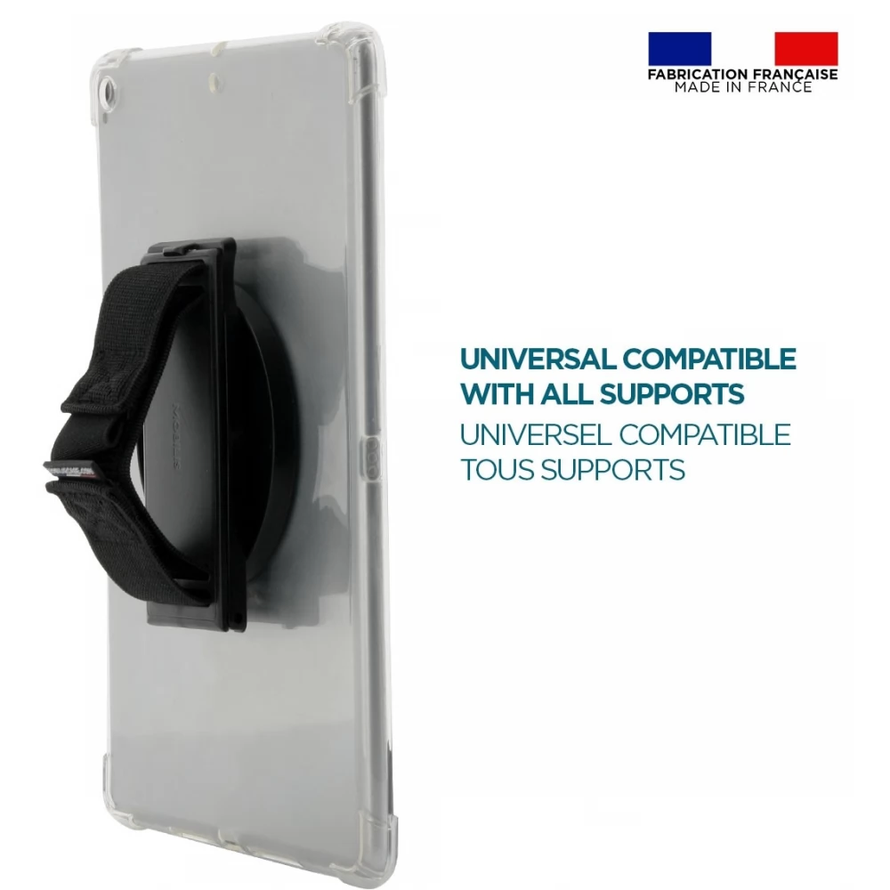 MOBILIS Universal adhesive 360° rotating handstrap for tablet + kickstand + stylus holder fekete